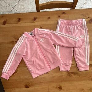 Pink Adidas Original Tracksuit Baby Girl size 9-12 months Jacket & Joggers